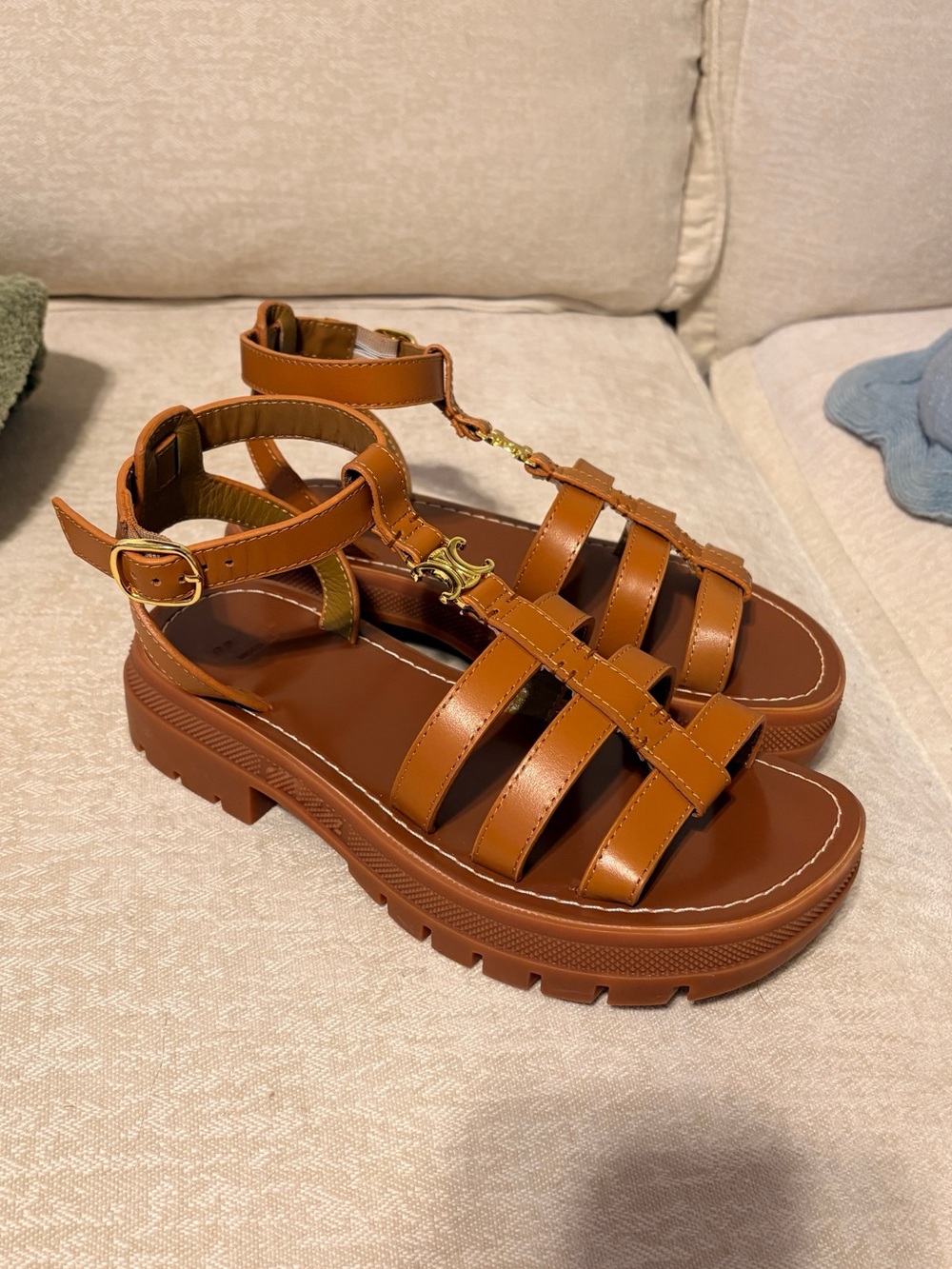 Women’s Brown T-Strap Gladiator Platform Sandals